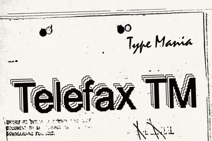 Digital poster using Telefax TM pixel font with retro pixel grid aesthetic