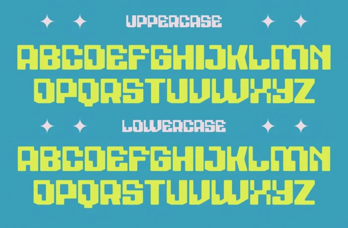 Noser font used in simple words to display pixelated Y2K aesthetic