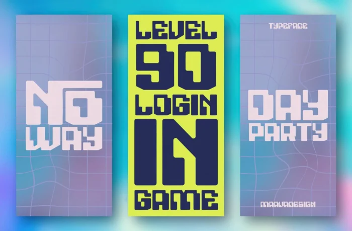 Noser font used in simple words to display pixelated Y2K aesthetic