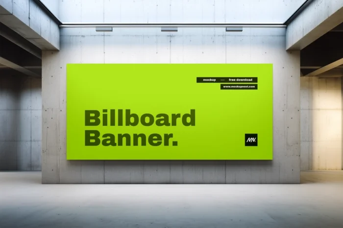 Free parking billboard banner mockup in car park scene