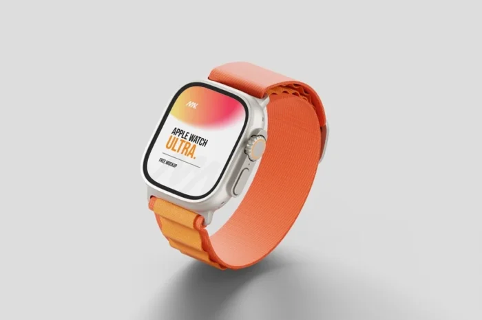 Free Apple Watch Ultra Mockup PSD