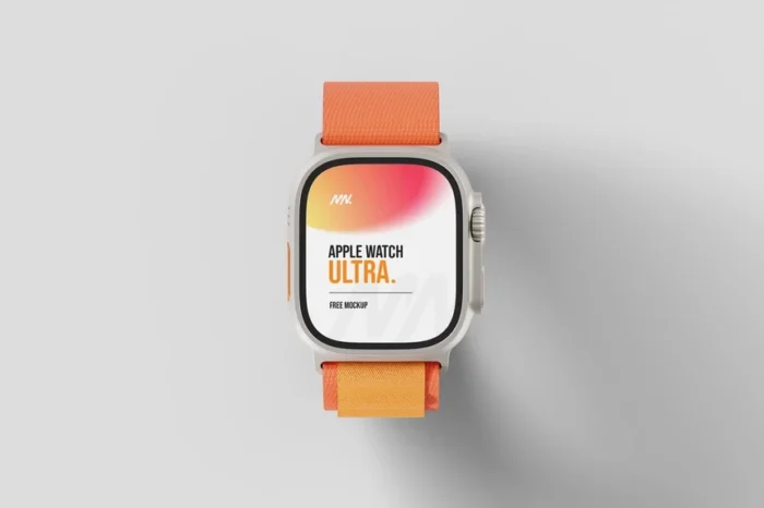 Free Apple Watch Ultra Mockup PSD