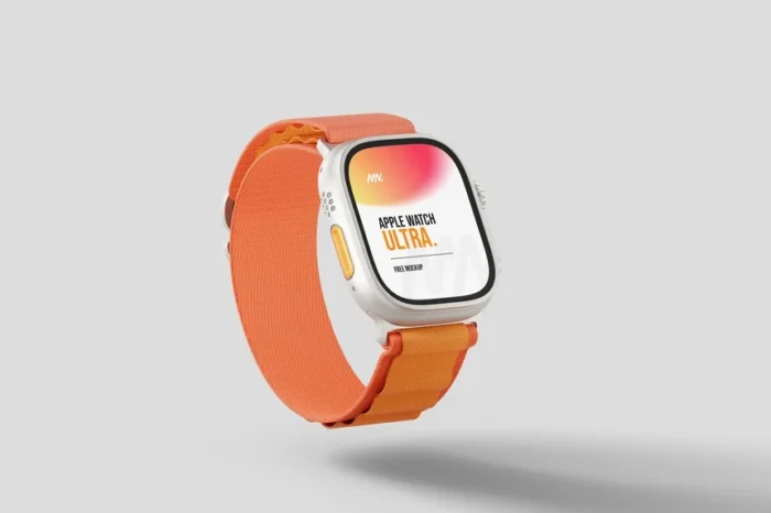 Apple Watch Ultra mockup PSD for UI design preview