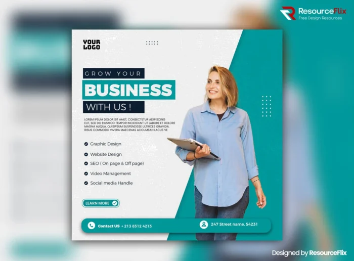 Free digital marketing poster template PSD