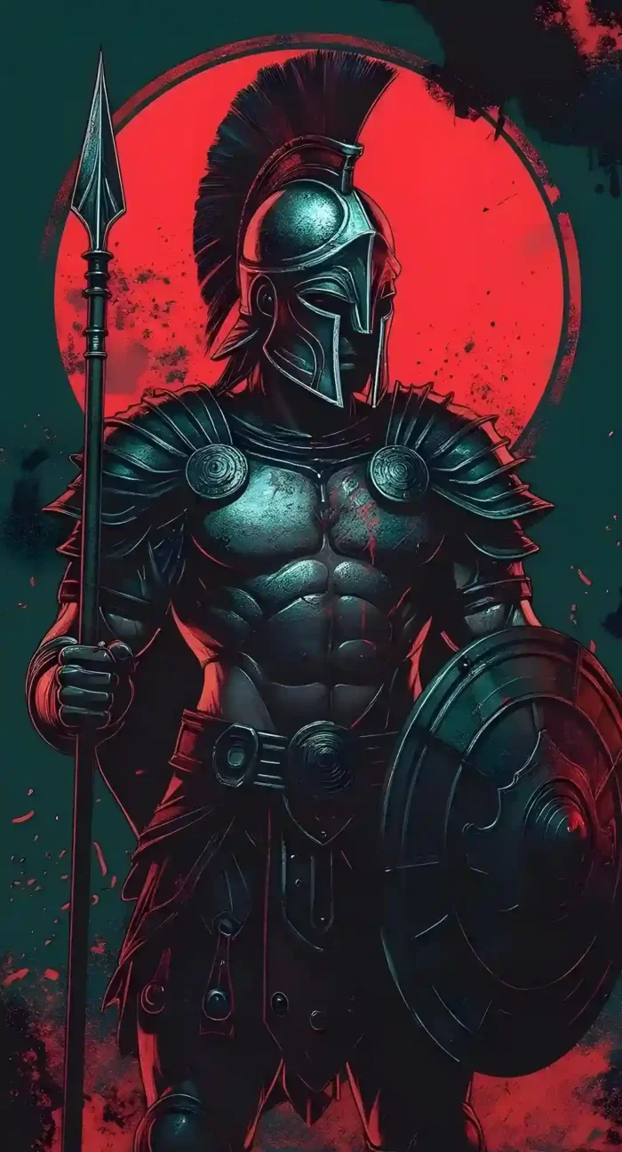 Bold Spartan anime warrior wallpaper optimized for mobile and iPhone