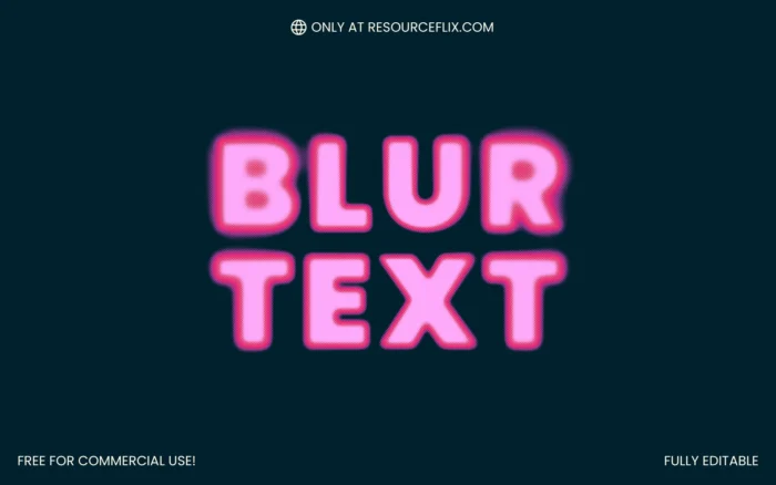 Neon Blur Text Effect with glowing retro style, free editable PSD for typography design.