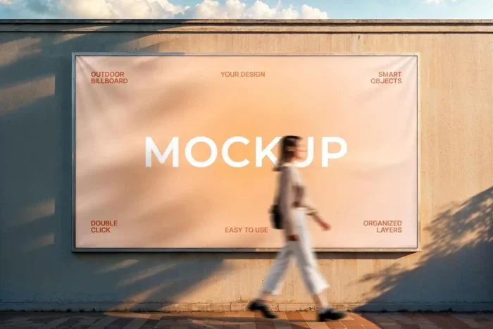 Realistic roadside billboard mockup in daylight