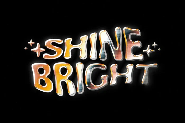 Vintage arcade-inspired chrome text effect