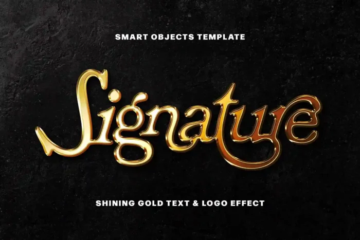 Shining chrome gold text effect for luxury designs