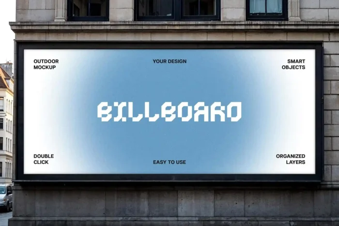 Free streetside billboard mockup PSD with urban city background