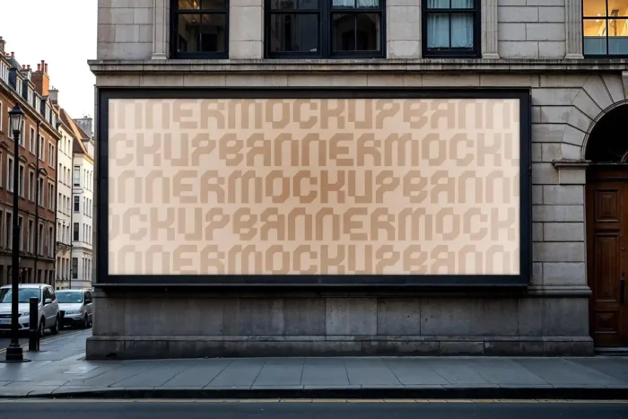 High-resolution streetside billboard PSD mockup showcasing urban ad placement