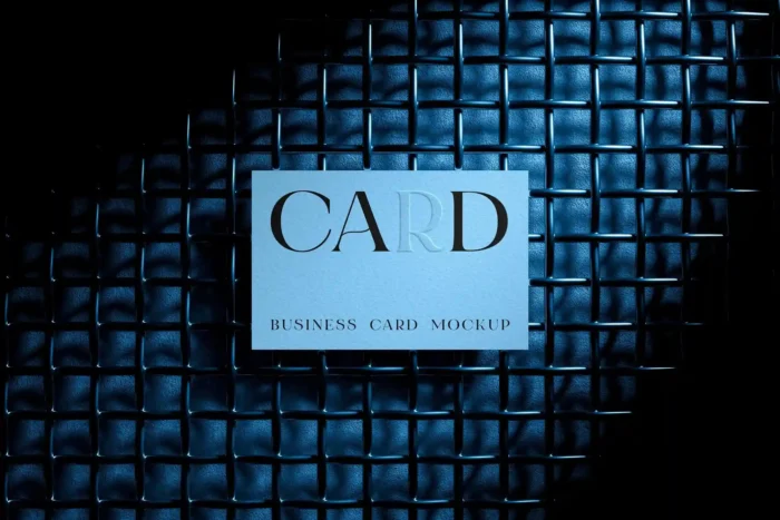 High-quality business card mockup on textured leather