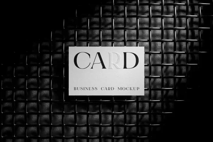Free urban business card PSD mockup with leather background