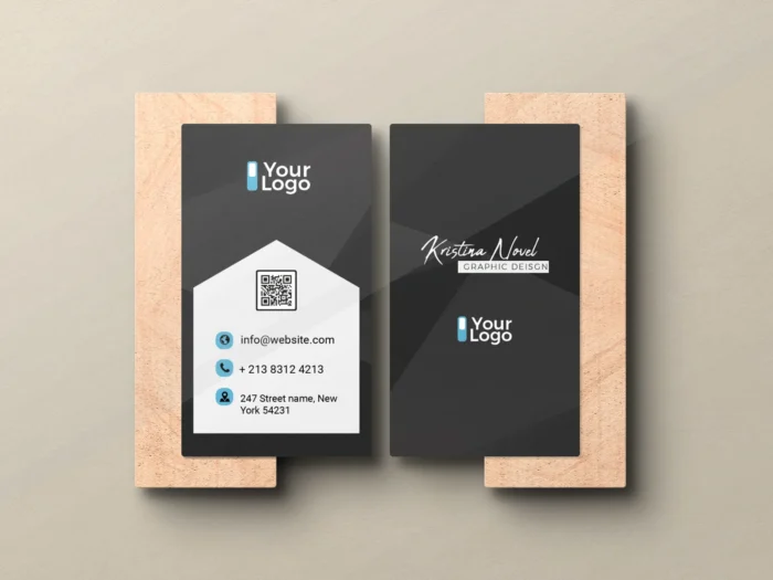 Vertical design agency business card mockup PSD