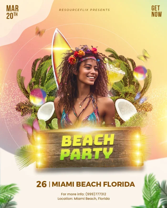 Free Beach Fest Flyer PSD Template