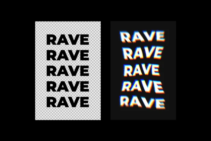 Glitch effect typography with broken edge distortion