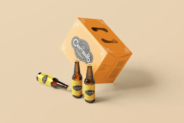 Free 10 Beer Bottle & Carrying Case Mockups