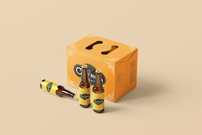 Free 10 Beer Bottle and Carrying Case Mockups