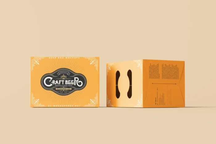 Free 10 Beer Bottle and Carrying Case Mockups PSDT