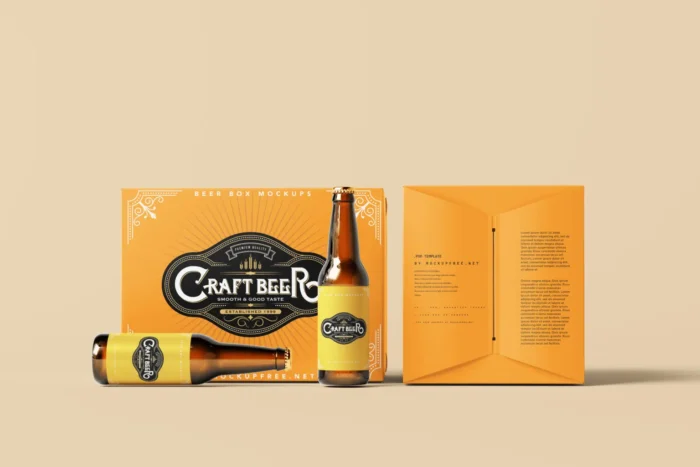 Free 10 Beer Bottle and Carrying Mockups