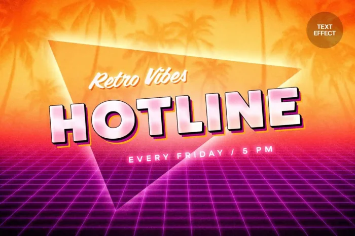 Free 80s Retrowave Text Effect PSD