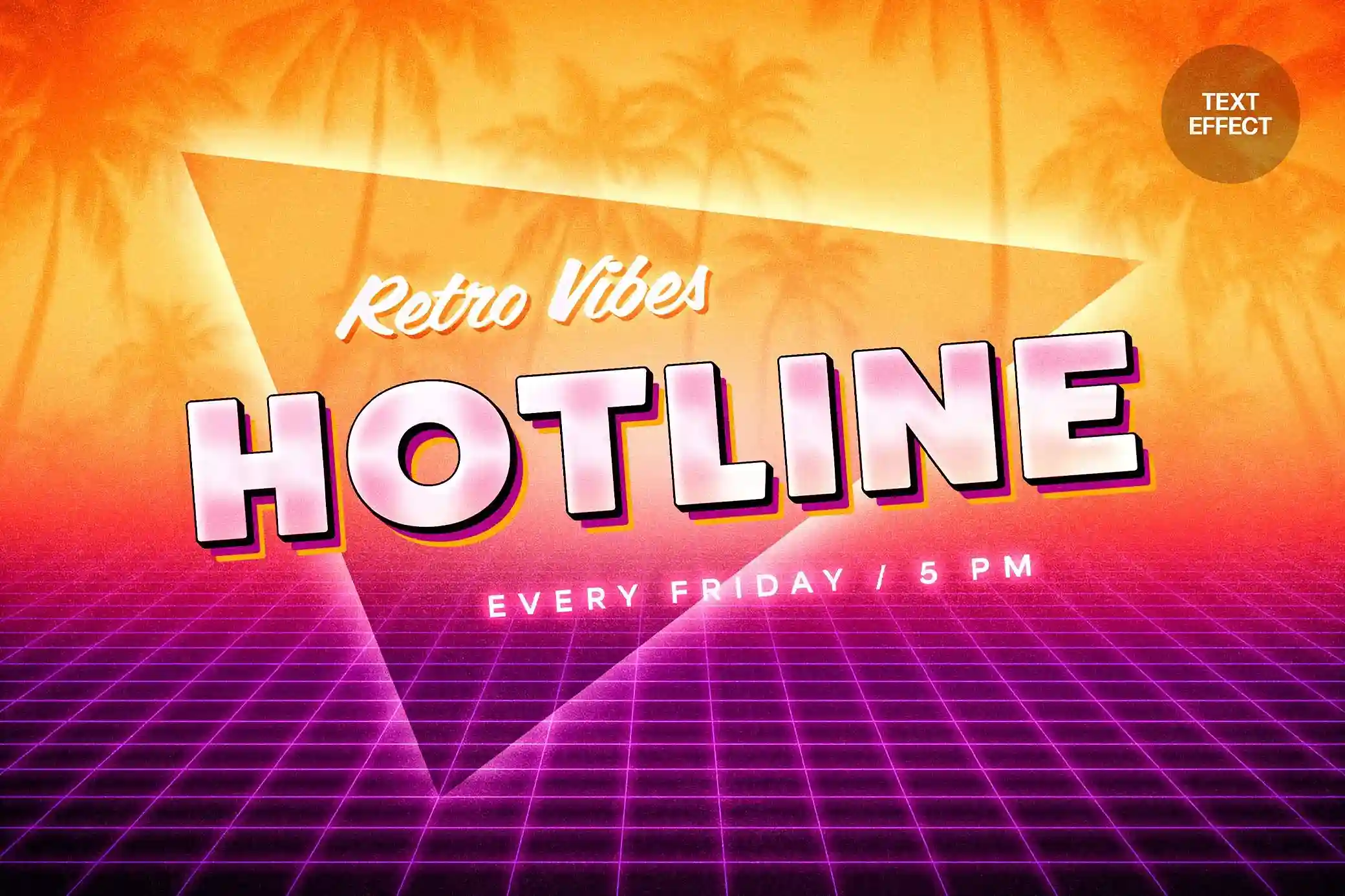 Free 80s Retrowave Text Effect PSD