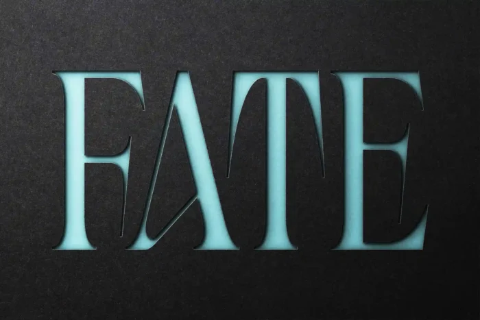 Realistic PSD mockup showing cutout letters revealing background color