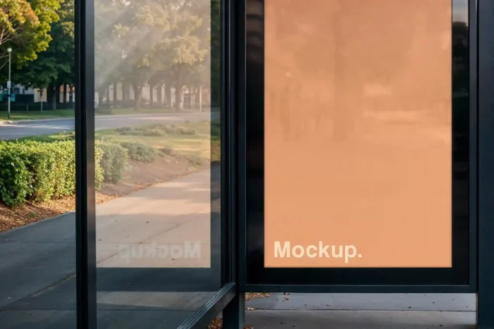Free Bus Stop Advertising Mockup PSD