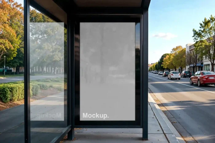 Free Bus Stop Advertising Mockup PSDDT