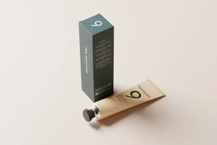 Free Cream Tube and Box Mockup psd