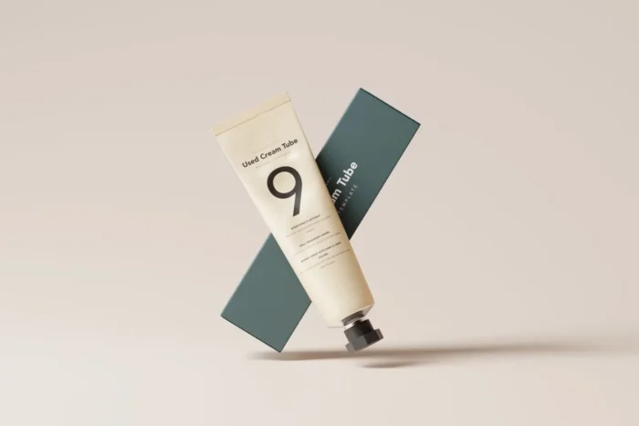 Free Cream Tube and Box Mockup template