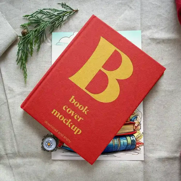 Free Top View Hardcover Book Mockup Design
