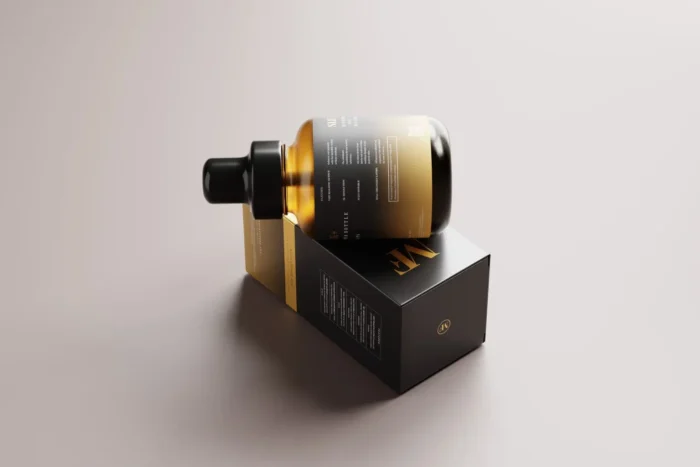 Free Dropper Bottle Packaging & Box Mockups psd