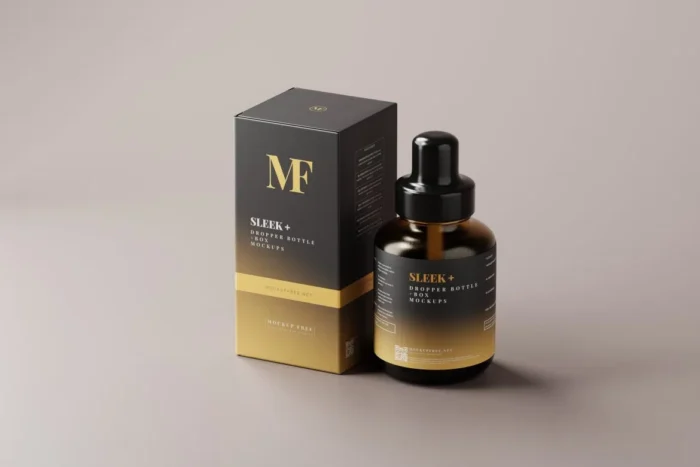 Free Dropper Bottle Packaging and Box Mockups