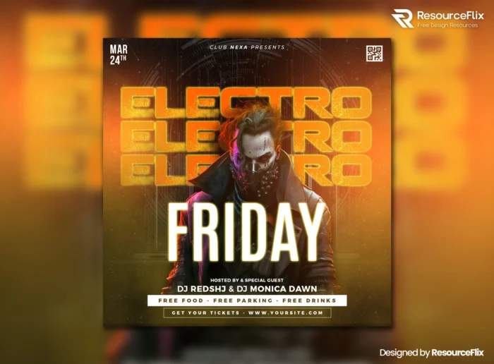 Free Electro Club Night PSD Flyer Template