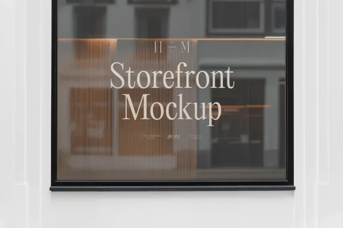 Free Front View Storefront Window Mockup PSD