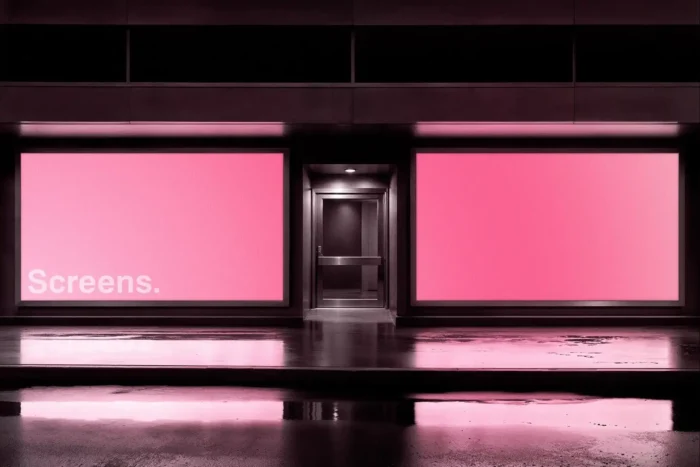 Free Glowing Storefront Screens Mockup