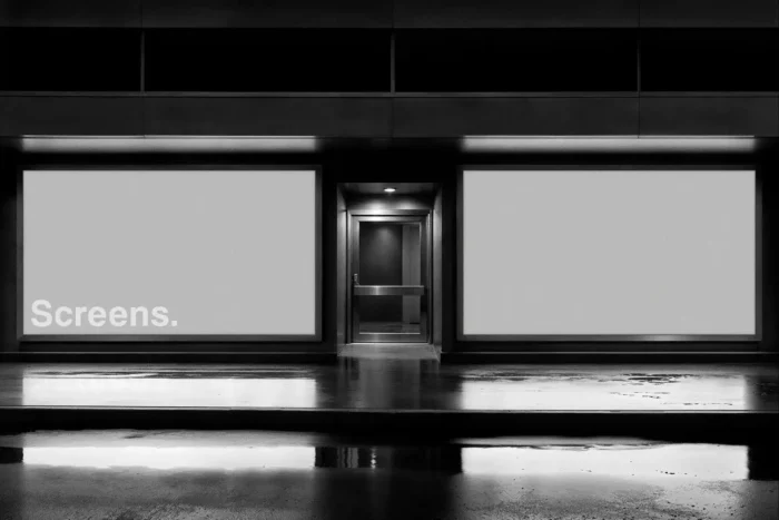 Free Glowing Storefront Screens Mockup Psdt