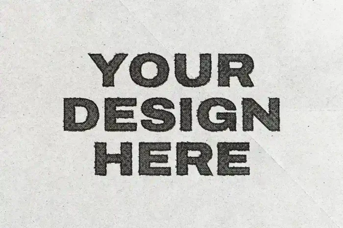 Halftone print text effect with vintage gritty style in PSD
