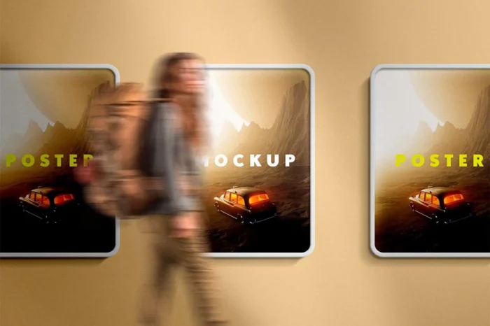 Free Lightbox Poster Mockup PSD