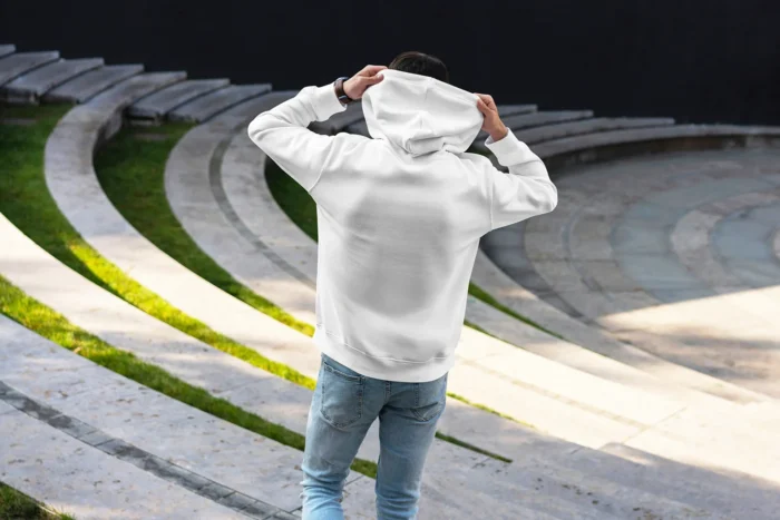 Free Men Hoodie Back View Mockup PSDT