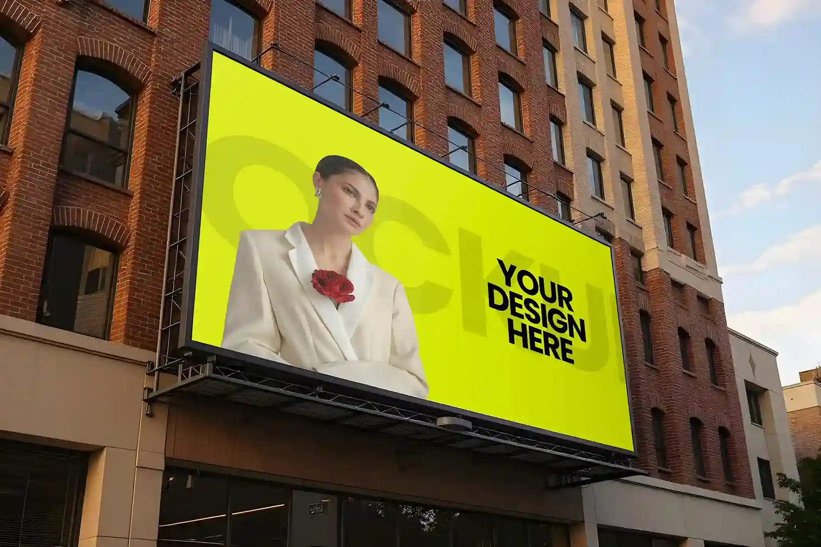 Free Outdoor Billboard on Building Mockup PSD