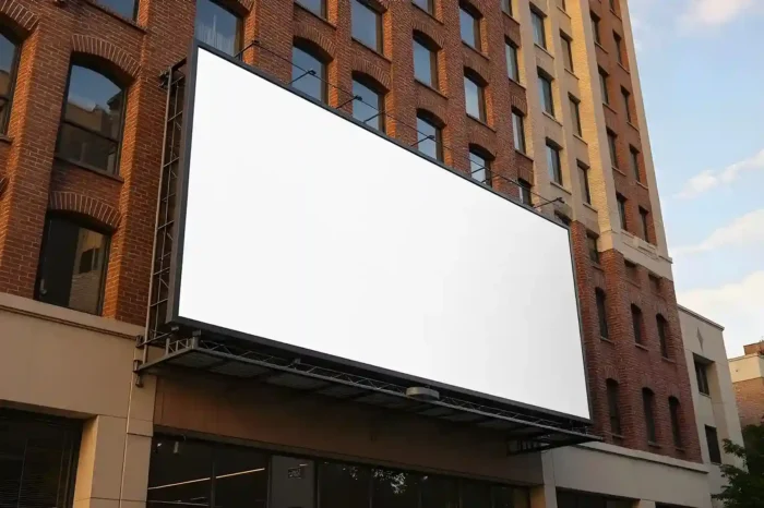 Free Outdoor Billboard on Building Mockup PSDT