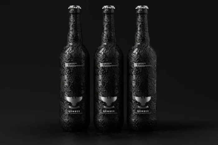 Free Realistic Bomber Style Beer Bottle Mockup
