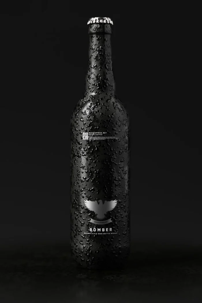 Free Realistic Bomber Style Beer Bottle Mockups 4