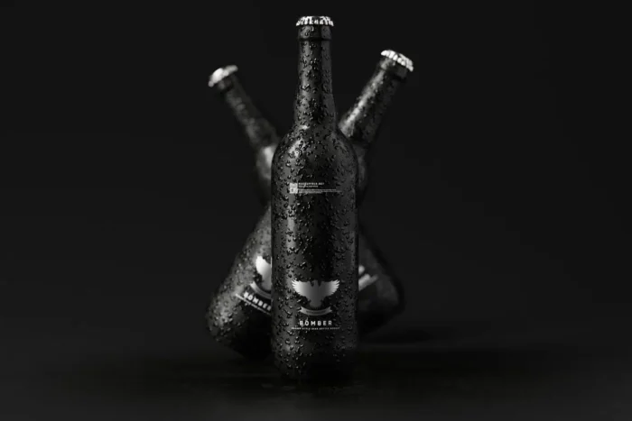 Free Realistic Bomber Style Beer Bottle Mockups
