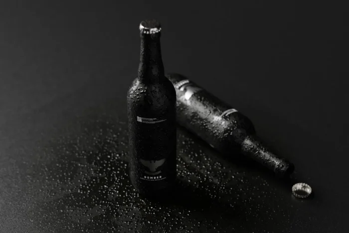 Free Realistic Bomber Style Beer Bottle Mockups psd