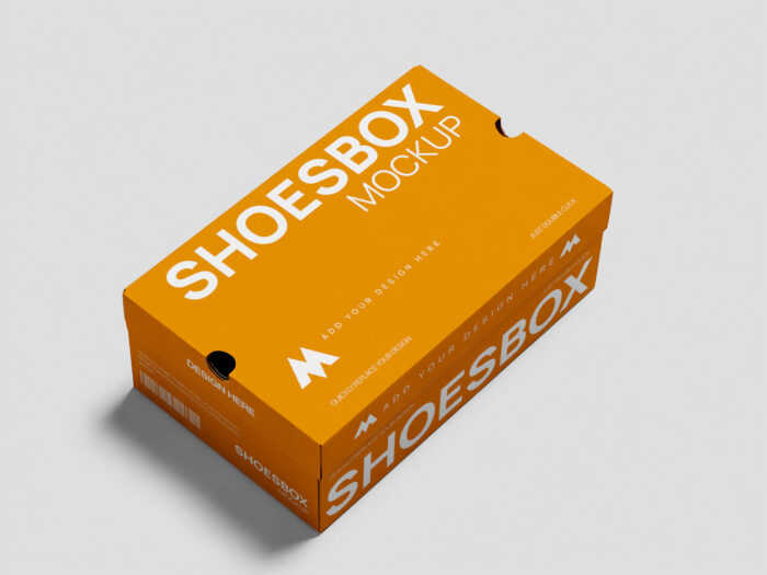 Free Realistic Shoes Box Mockup – 2 Angles Included