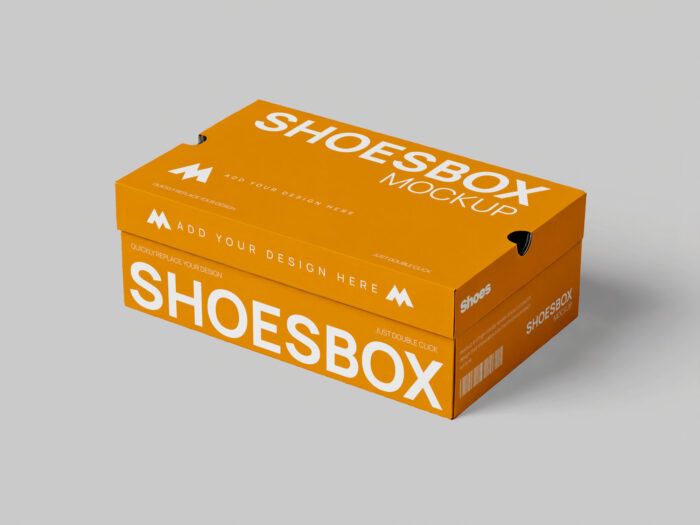 Free Realistic Shoes Box Mockup – 2 Angles Includeds