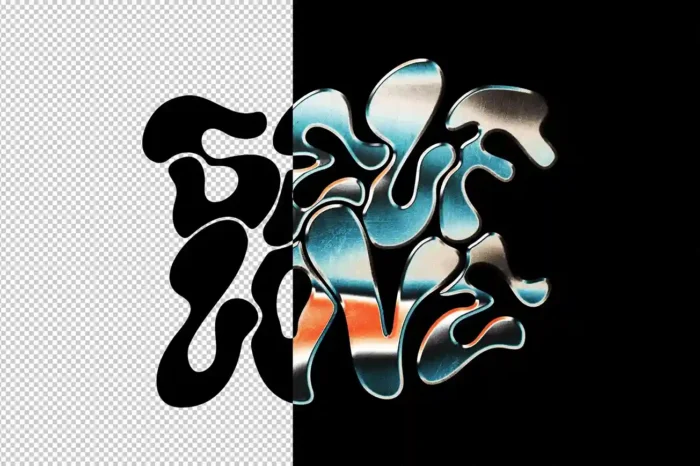 Free Retro Chrome Text PSD – Brushed Steel Y2K Style1